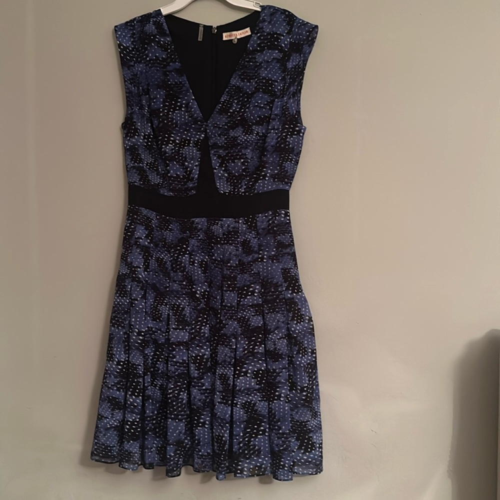 Rebecca Taylor Midnight Blue and Black Patterned Mini Dress - Preloved